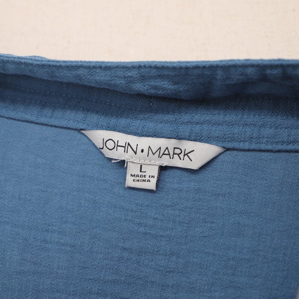 JOHN MARK Relaxed Fit 3/4 Sleeve Blue Tunic Top Size L - Picture 6 of 7